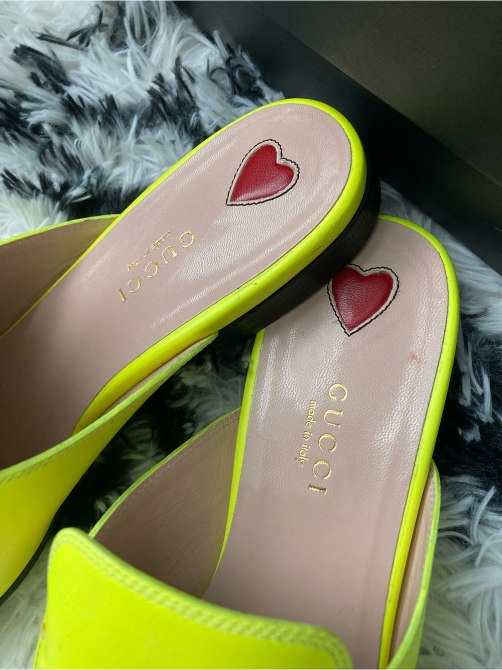 Gucci Neon Yellow Leather Horsebit Backless Mules - Picture 7 of 12